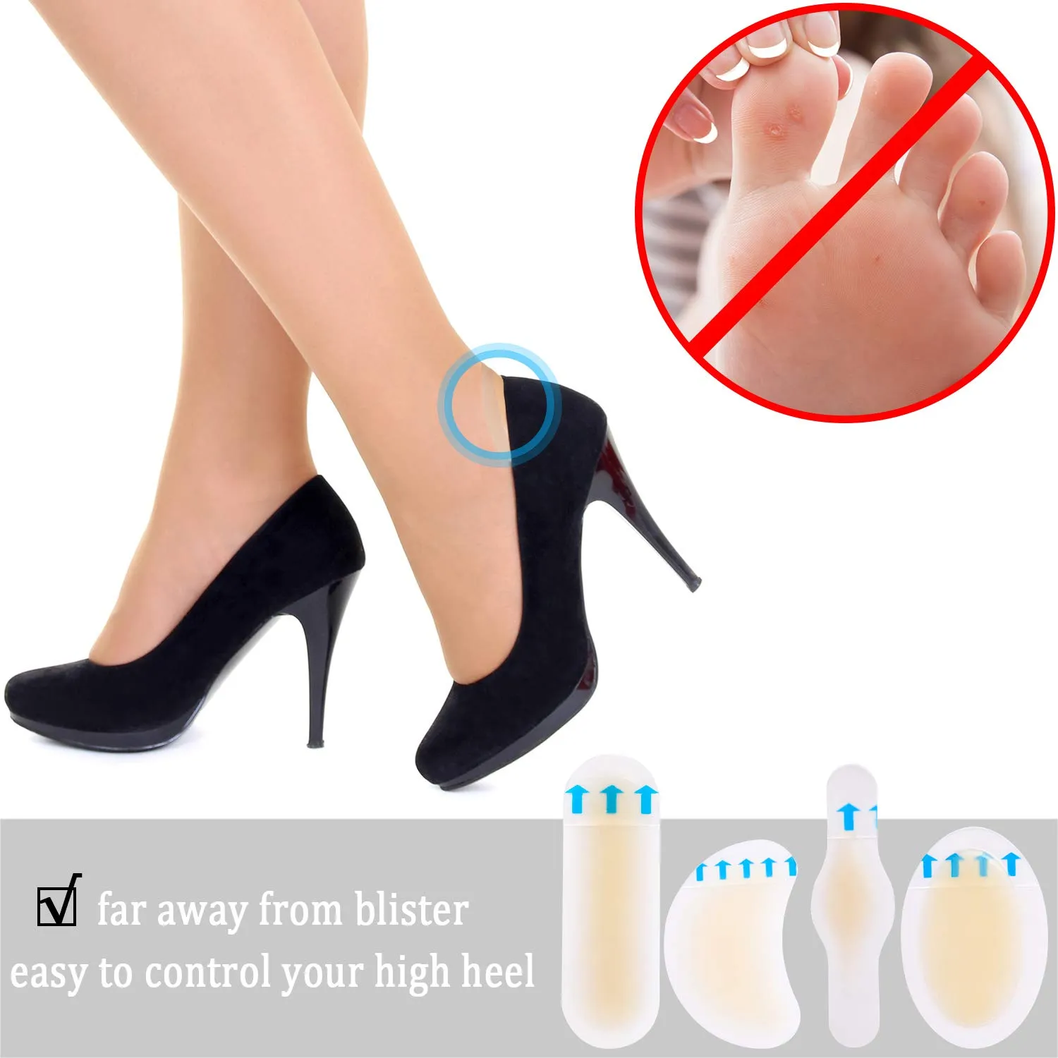 20Pcs Blister Pads, Blister Bandages, Blister Gel Guard, Waterproof Blister Prevention New Material Blister Cushions for Fingers, Toes, Forefoot, Heel