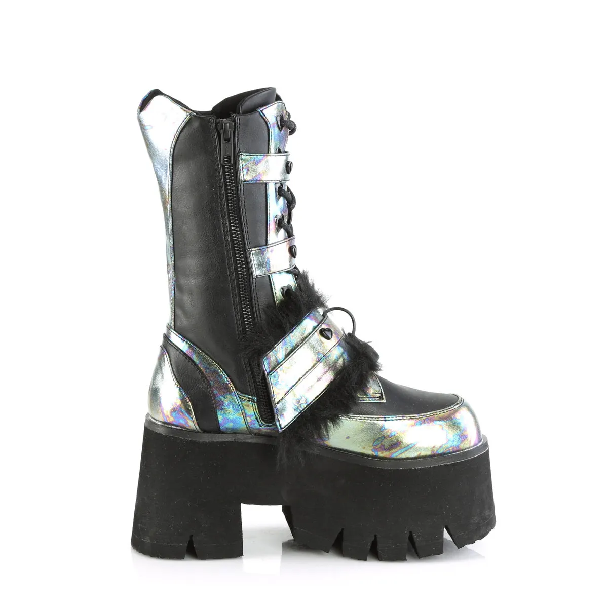 ASHES-120 DemoniaCult Black Vegan Leather Sexy Women's Mid-Calf & Knee High Boots (Alternative Footwear)