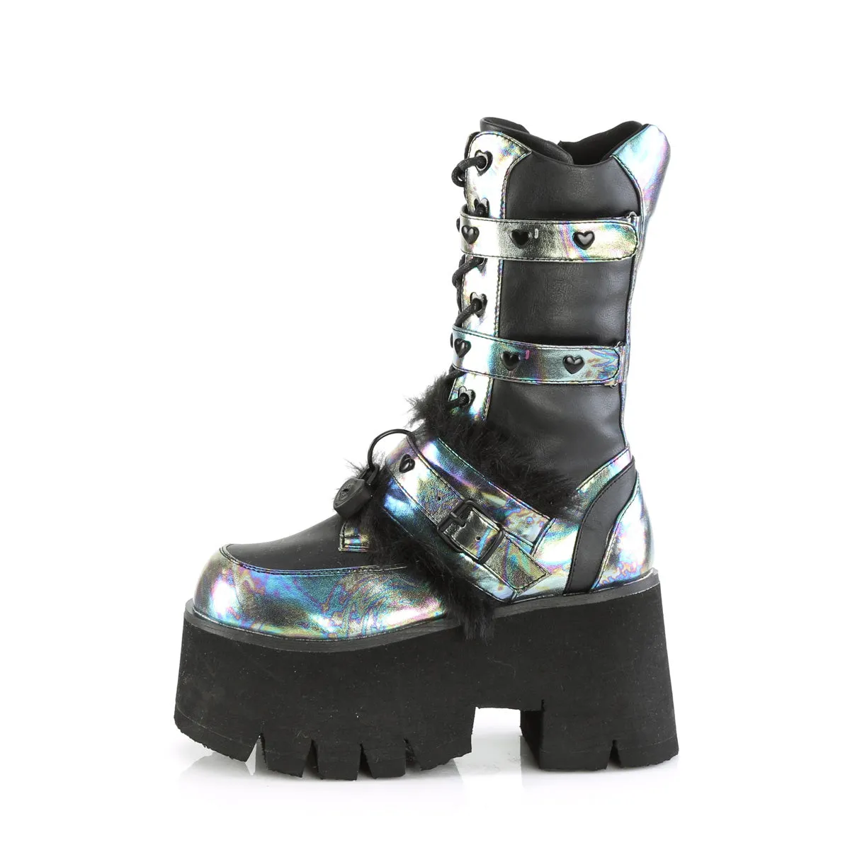 ASHES-120 DemoniaCult Black Vegan Leather Sexy Women's Mid-Calf & Knee High Boots (Alternative Footwear)