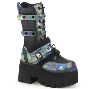 ASHES-120 DemoniaCult Black Vegan Leather Sexy Women's Mid-Calf & Knee High Boots (Alternative Footwear)
