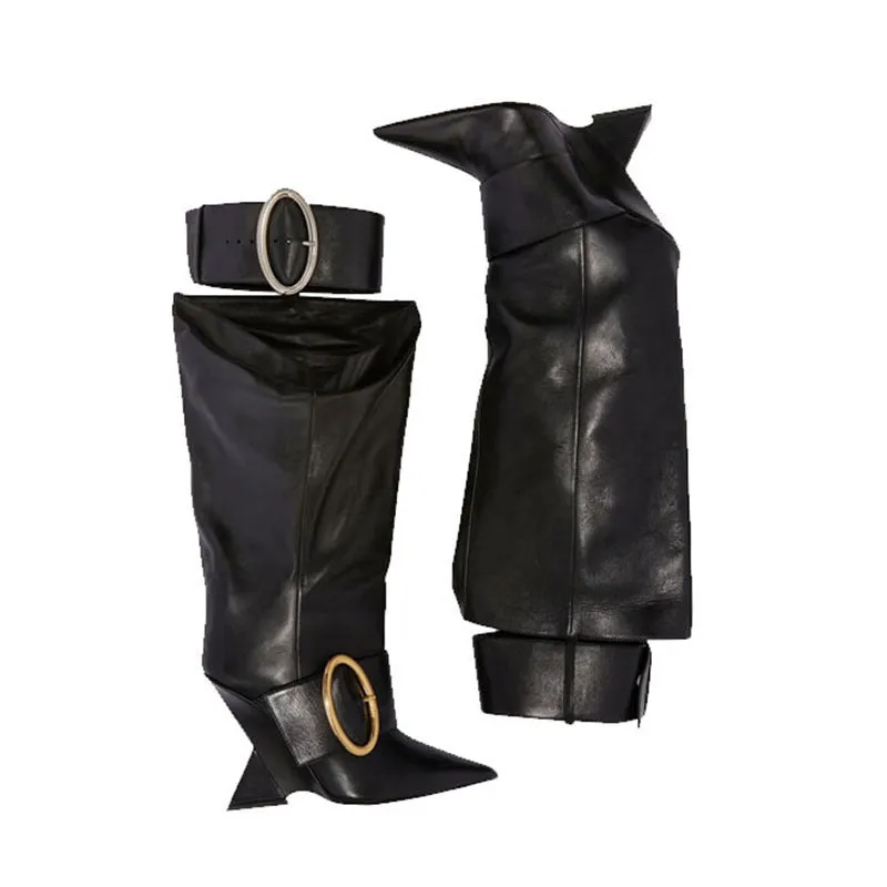 Autumn/Winter Pointed Toe Wedge Heel Over-the-Knee Boots