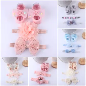 Baby Accessories   Socks 3Pcs Set Kids Newborn Baby Cartoon Socks Anti-slip Sock Shoes Boots Bowknots Floor Slipper Socks 0-6 Months.