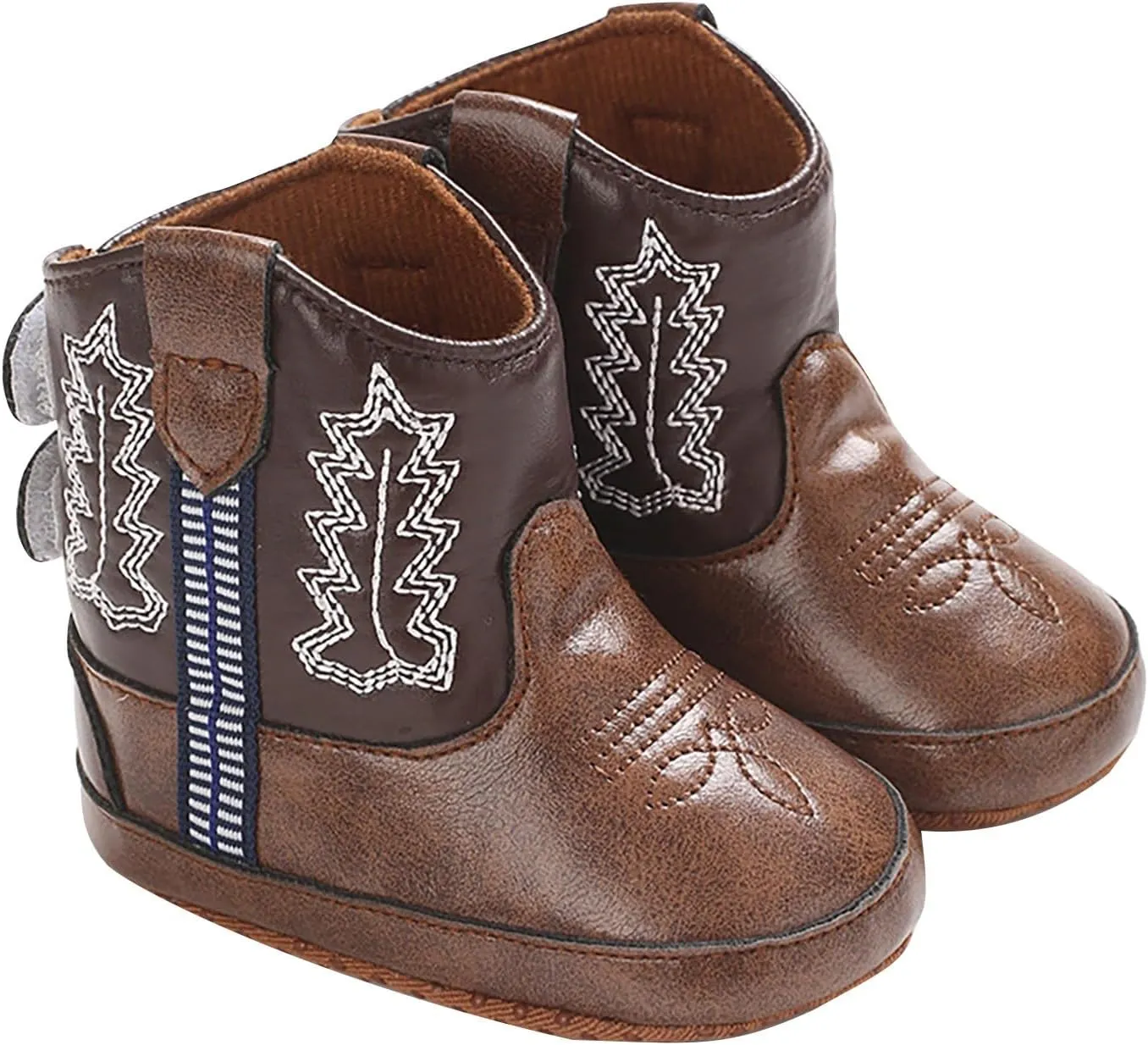 Baby Booties Leather Western Boots Cowboy Bootie Soft Sole Non Slip Shoes For Baby Infant Toddler First Walking Shoes