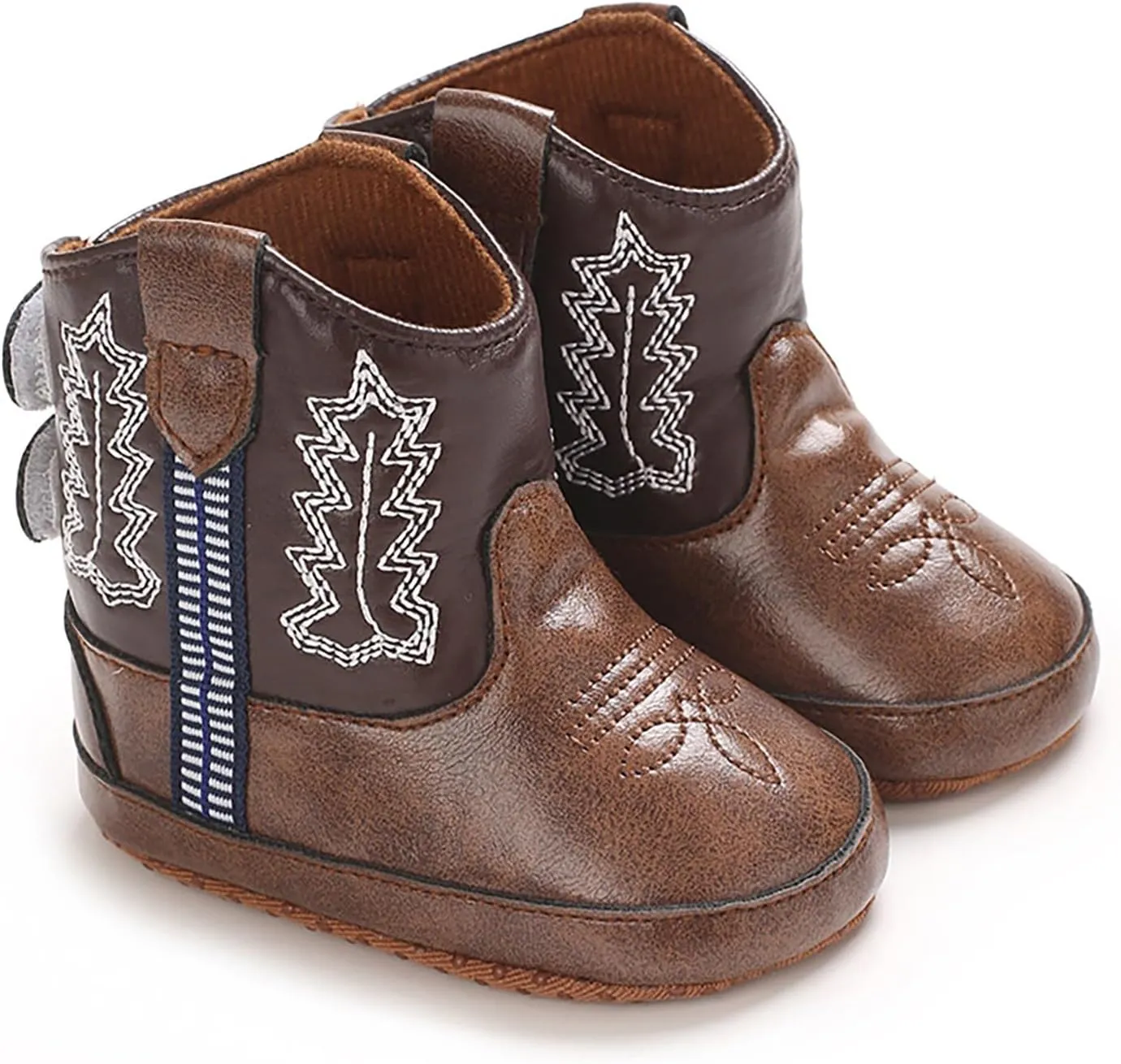 Baby Booties Leather Western Boots Cowboy Bootie Soft Sole Non Slip Shoes For Baby Infant Toddler First Walking Shoes