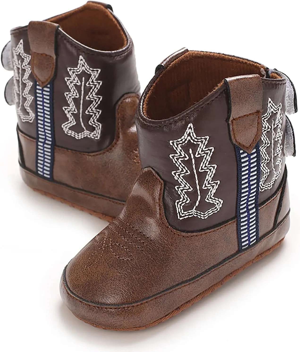 Baby Booties Leather Western Boots Cowboy Bootie Soft Sole Non Slip Shoes For Baby Infant Toddler First Walking Shoes