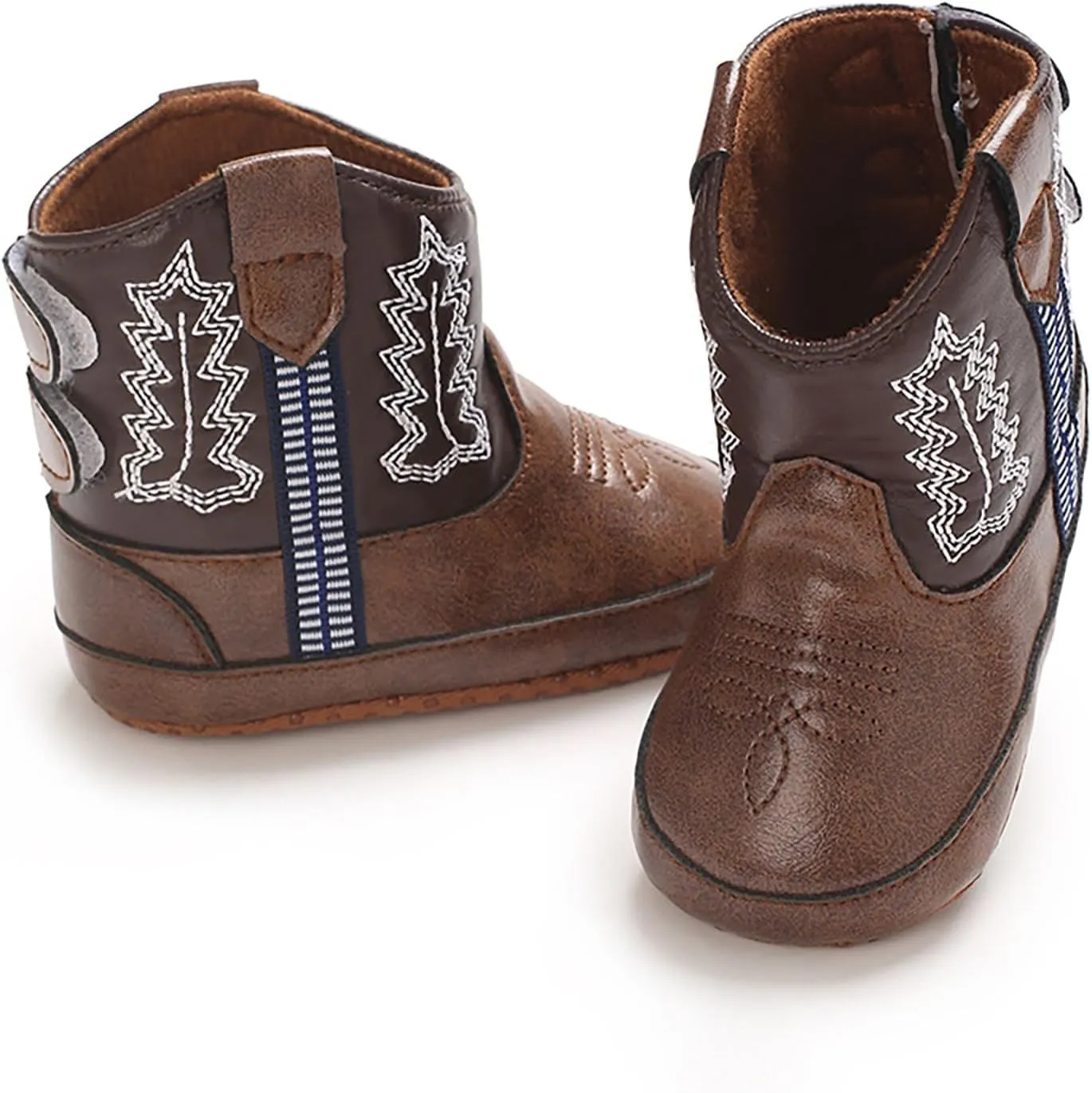 Baby Booties Leather Western Boots Cowboy Bootie Soft Sole Non Slip Shoes For Baby Infant Toddler First Walking Shoes