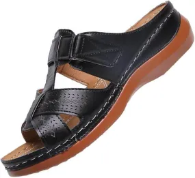 BBPM Sandals for Women Casual Summer Orthotic Flat Sandals Arch Support Plantar Fasciitis Sandals Open Toe Comfort Soft Sole Sandals Summer Casual Beach Slip on Shoes