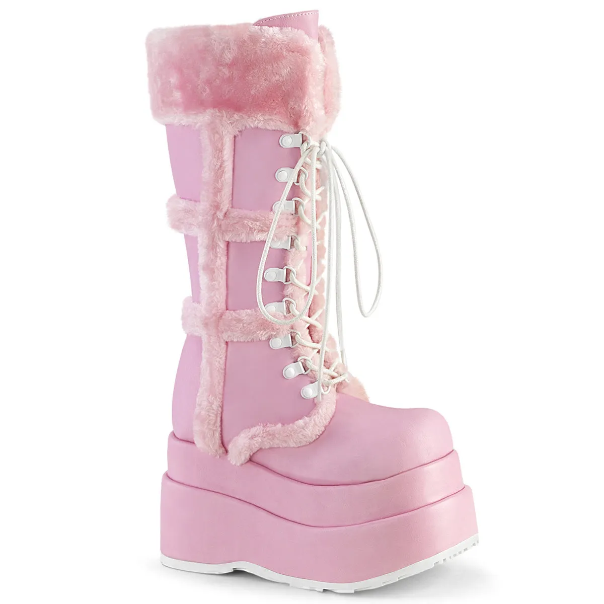 BEAR-202 DemoniaCult Baby Pink Vegan Leather Sexy Women's Mid-Calf & Knee High Boots (Alternative Footwear)