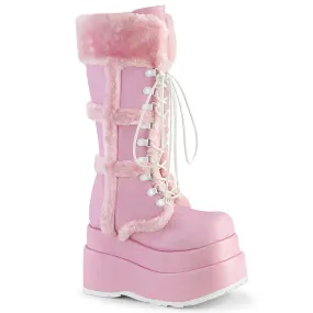 BEAR-202 DemoniaCult Baby Pink Vegan Leather Sexy Women's Mid-Calf & Knee High Boots (Alternative Footwear)