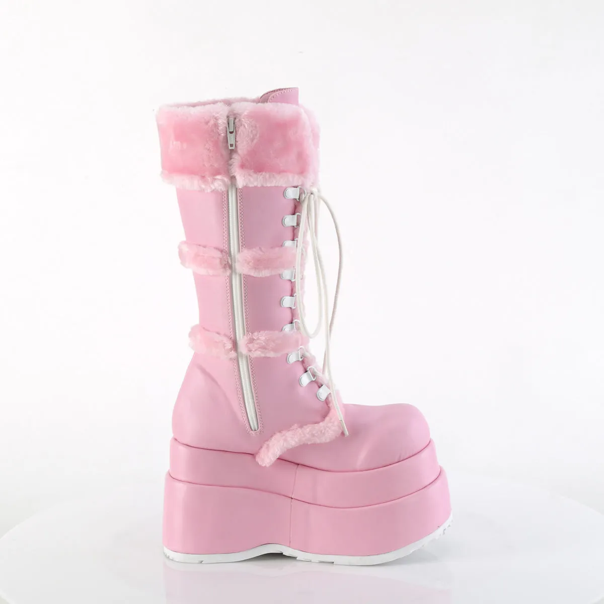 BEAR-202 DemoniaCult Baby Pink Vegan Leather Sexy Women's Mid-Calf & Knee High Boots (Alternative Footwear)