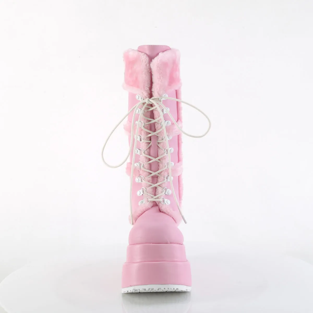 BEAR-202 DemoniaCult Baby Pink Vegan Leather Sexy Women's Mid-Calf & Knee High Boots (Alternative Footwear)