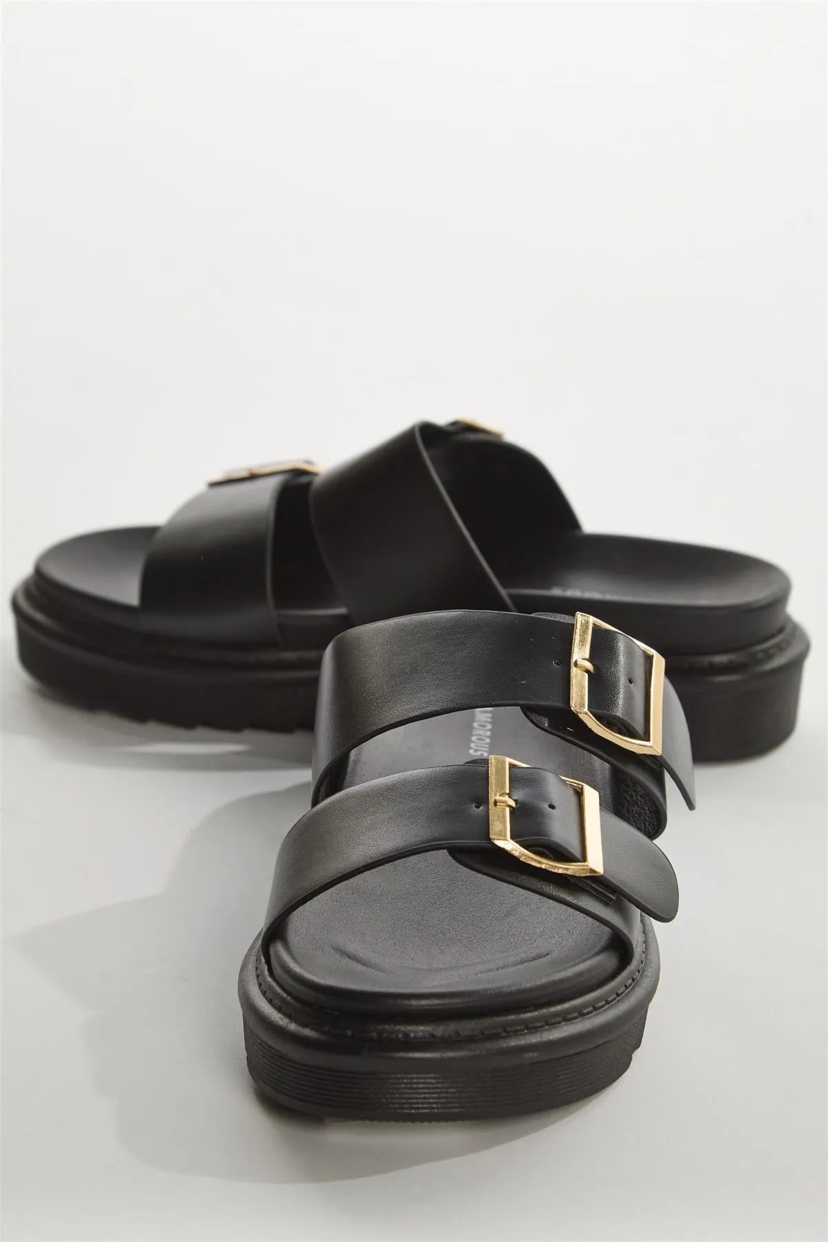 Black Double-Strap Sandals