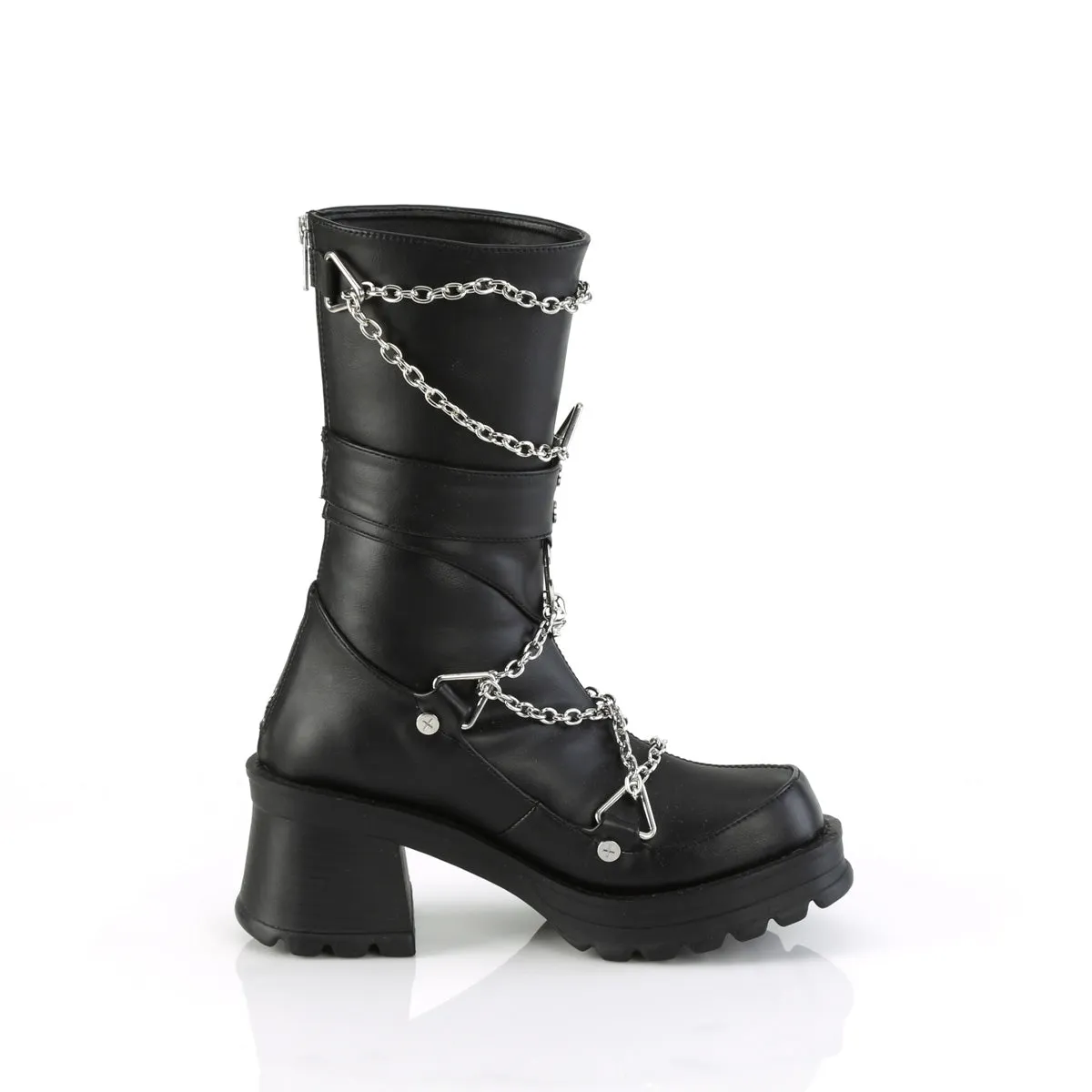 BRATTY-120 DemoniaCult Black Vegan Leather Sexy Women's Mid-Calf & Knee High Boots (Alternative Footwear)