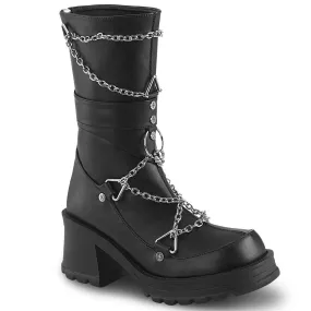 BRATTY-120 DemoniaCult Black Vegan Leather Sexy Women's Mid-Calf & Knee High Boots (Alternative Footwear)