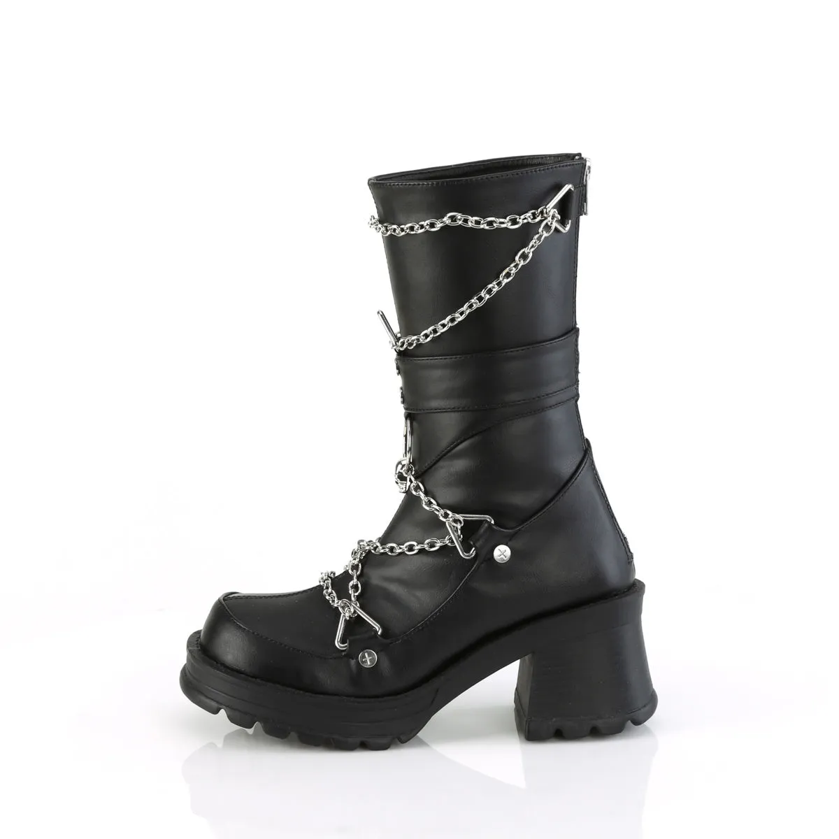 BRATTY-120 DemoniaCult Black Vegan Leather Sexy Women's Mid-Calf & Knee High Boots (Alternative Footwear)