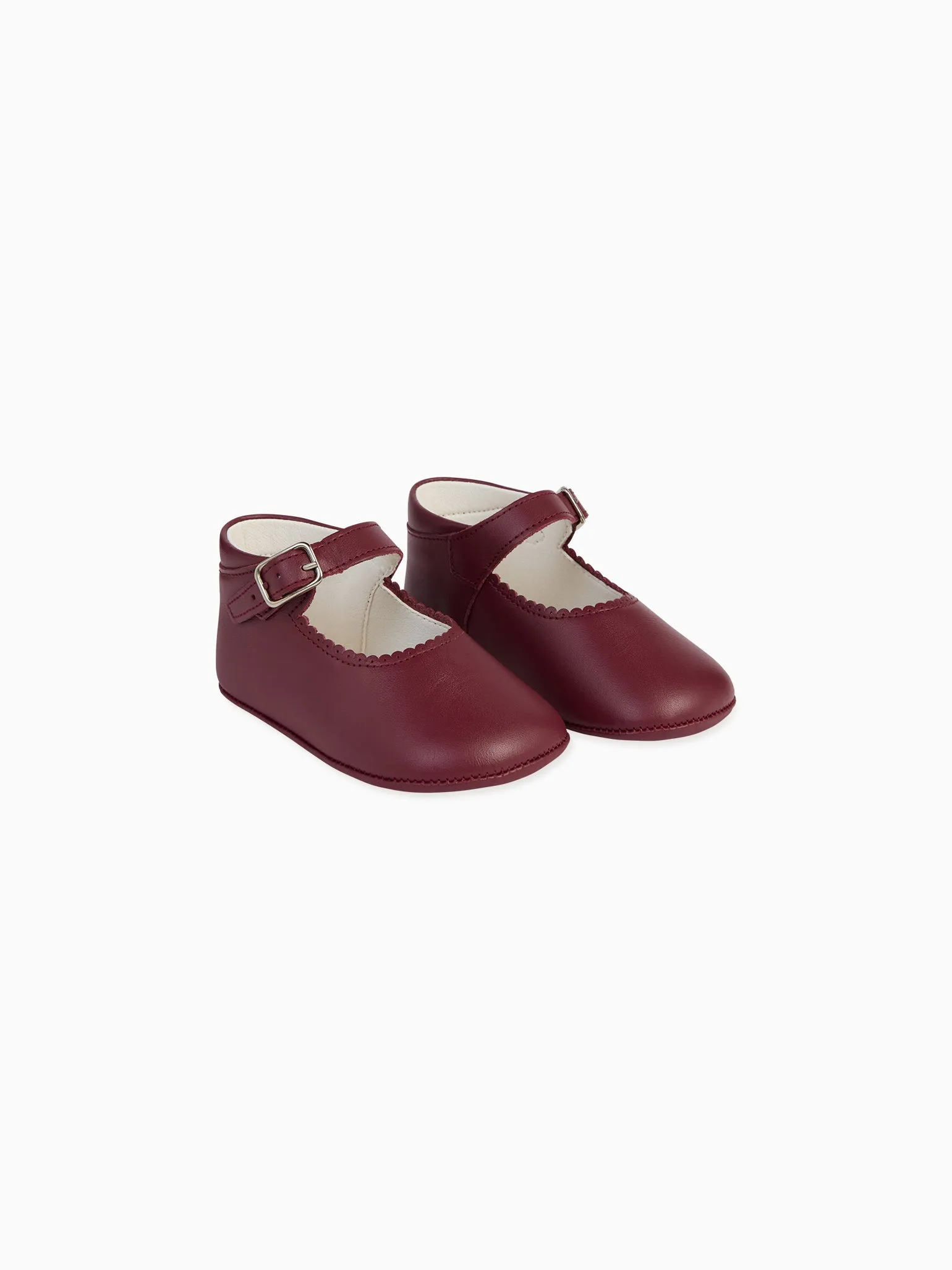 Burgundy Leather Baby Mary Jane Shoes