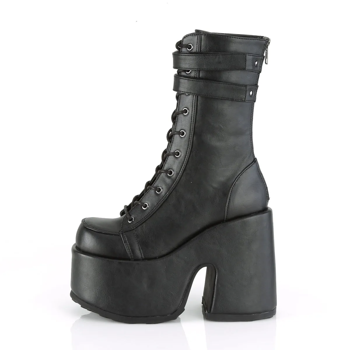 CAMEL-250 DemoniaCult Black Vegan Leather Sexy Women's Mid-Calf & Knee High Boots (Alternative Footwear)
