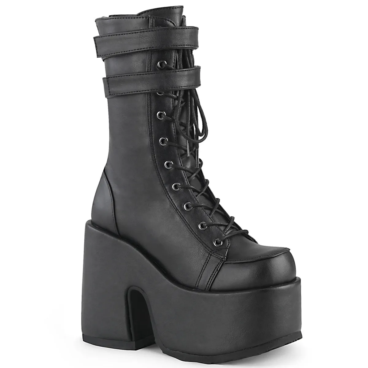 CAMEL-250 DemoniaCult Black Vegan Leather Sexy Women's Mid-Calf & Knee High Boots (Alternative Footwear)