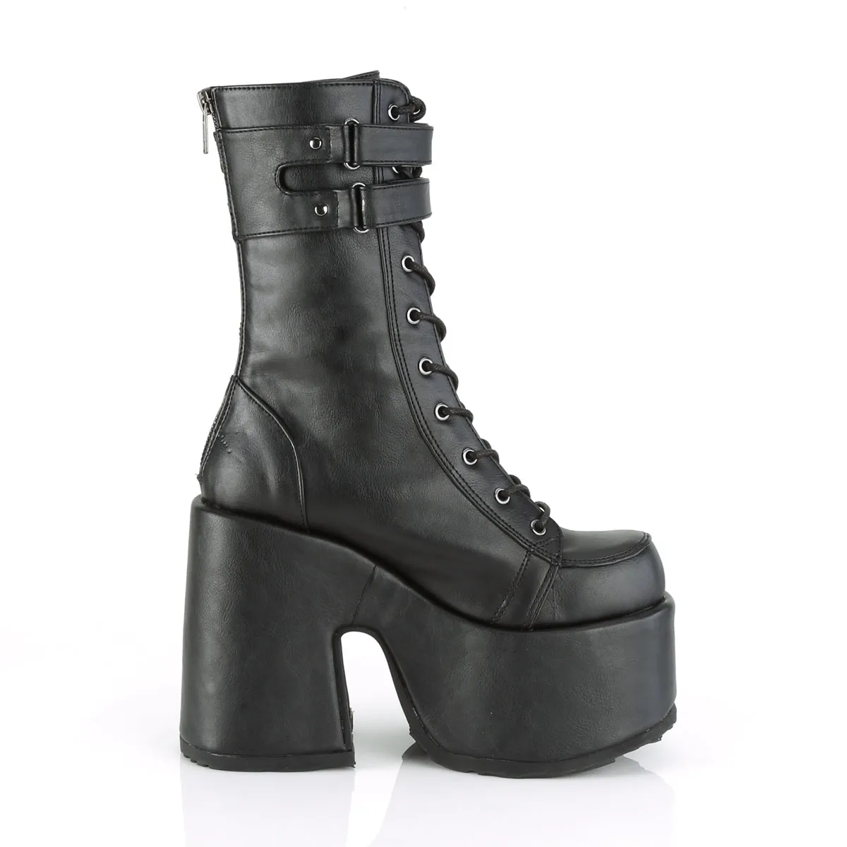 CAMEL-250 DemoniaCult Black Vegan Leather Sexy Women's Mid-Calf & Knee High Boots (Alternative Footwear)