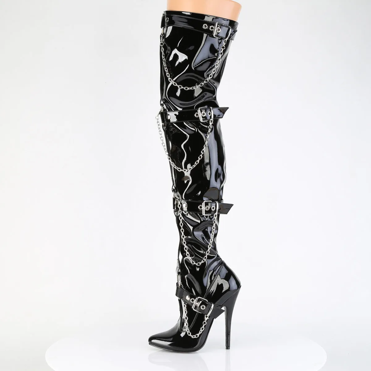 Chain Thigh High Boot with 6" Heel DOMINA-3027