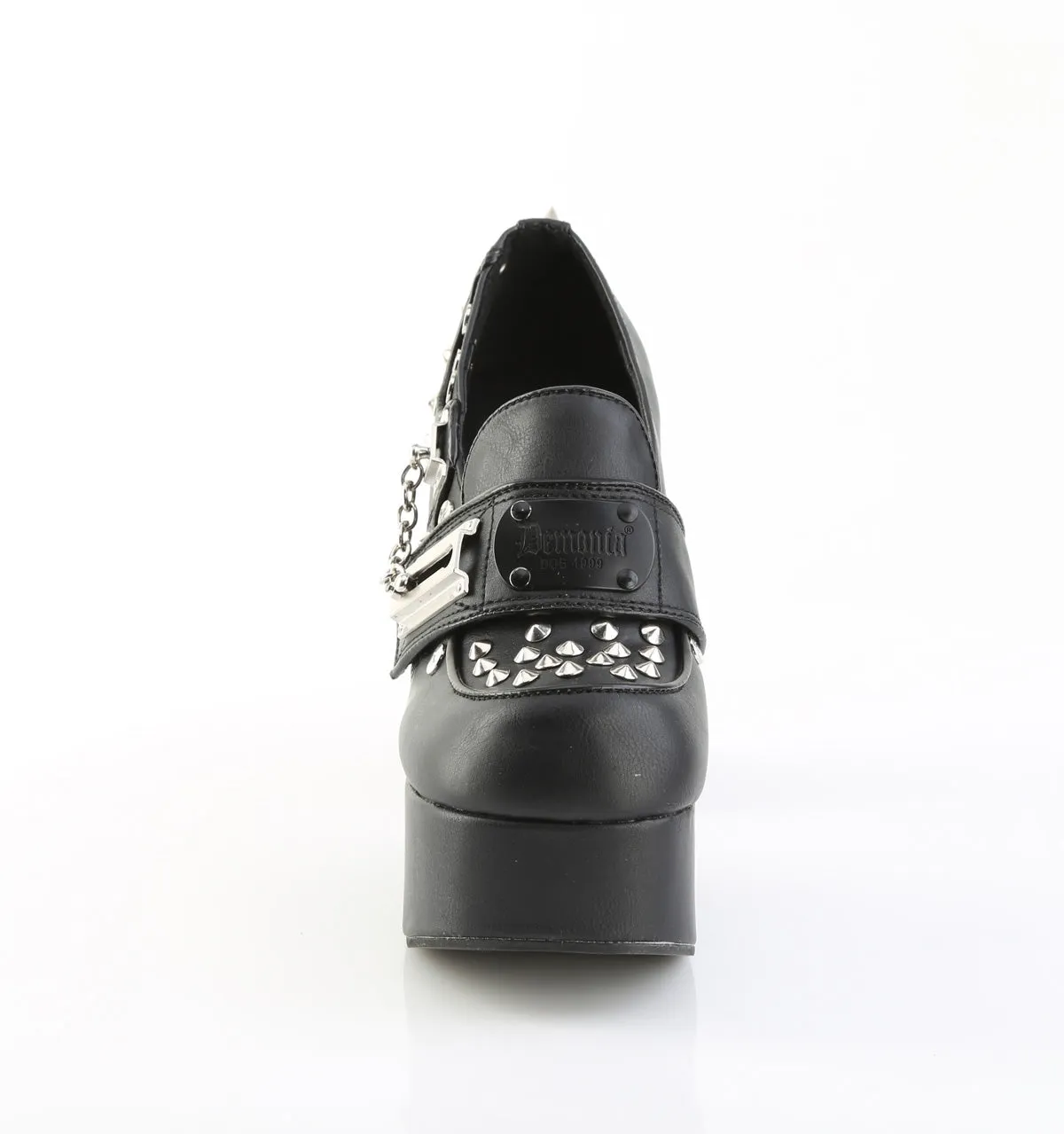 CHARADE-32 DemoniaCult Black Vegan Leather Sexy Women's Heels & Platform Shoes (Alternative Footwear)
