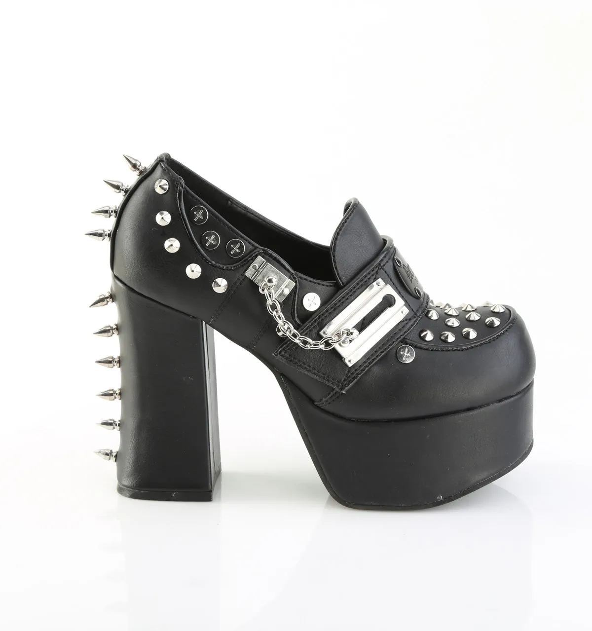 CHARADE-32 DemoniaCult Black Vegan Leather Sexy Women's Heels & Platform Shoes (Alternative Footwear)