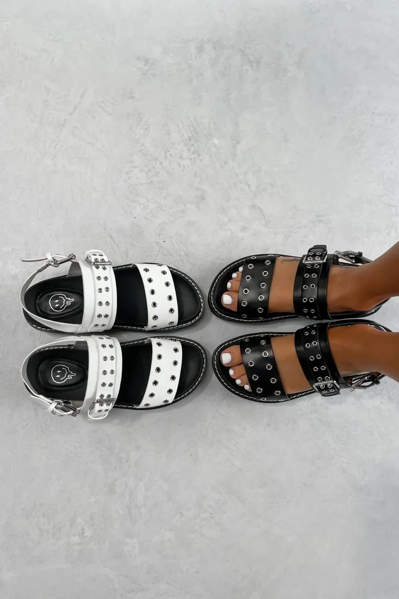 CONTROL Chunky Eyelet Gladiator Sandals - White PU