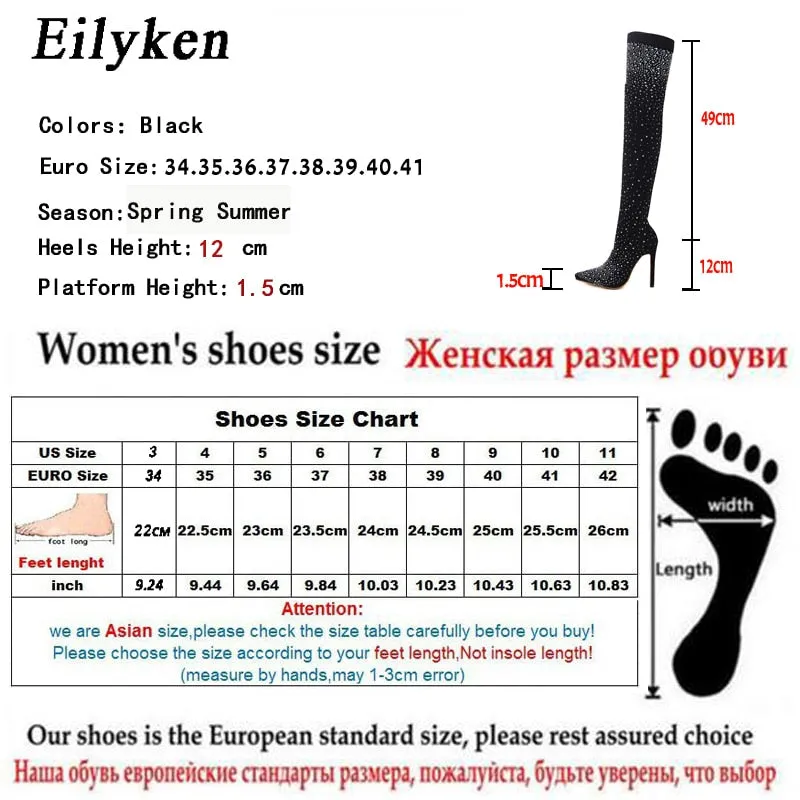 Crystal Stretch Fabric Sock Over-the-Knee Boot