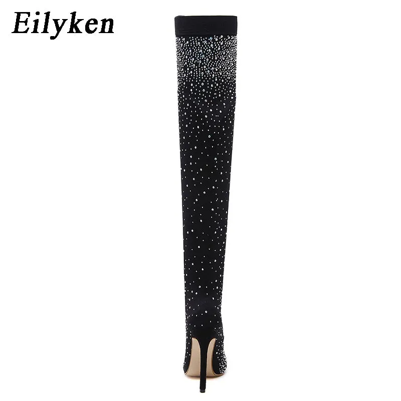Crystal Stretch Fabric Sock Over-the-Knee Boot