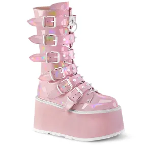 DAMNED-225 DemoniaCult Baby Pink Patent Sexy Women's Mid-Calf & Knee High Boots (Alternative Footwear)