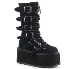 DAMNED-225 DemoniaCult Black Velvet Sexy Women's Mid-Calf & Knee High Boots (Alternative Footwear)