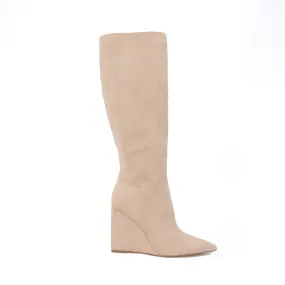 ERLINDA Women's Wedge Over The Knee Suede Boot