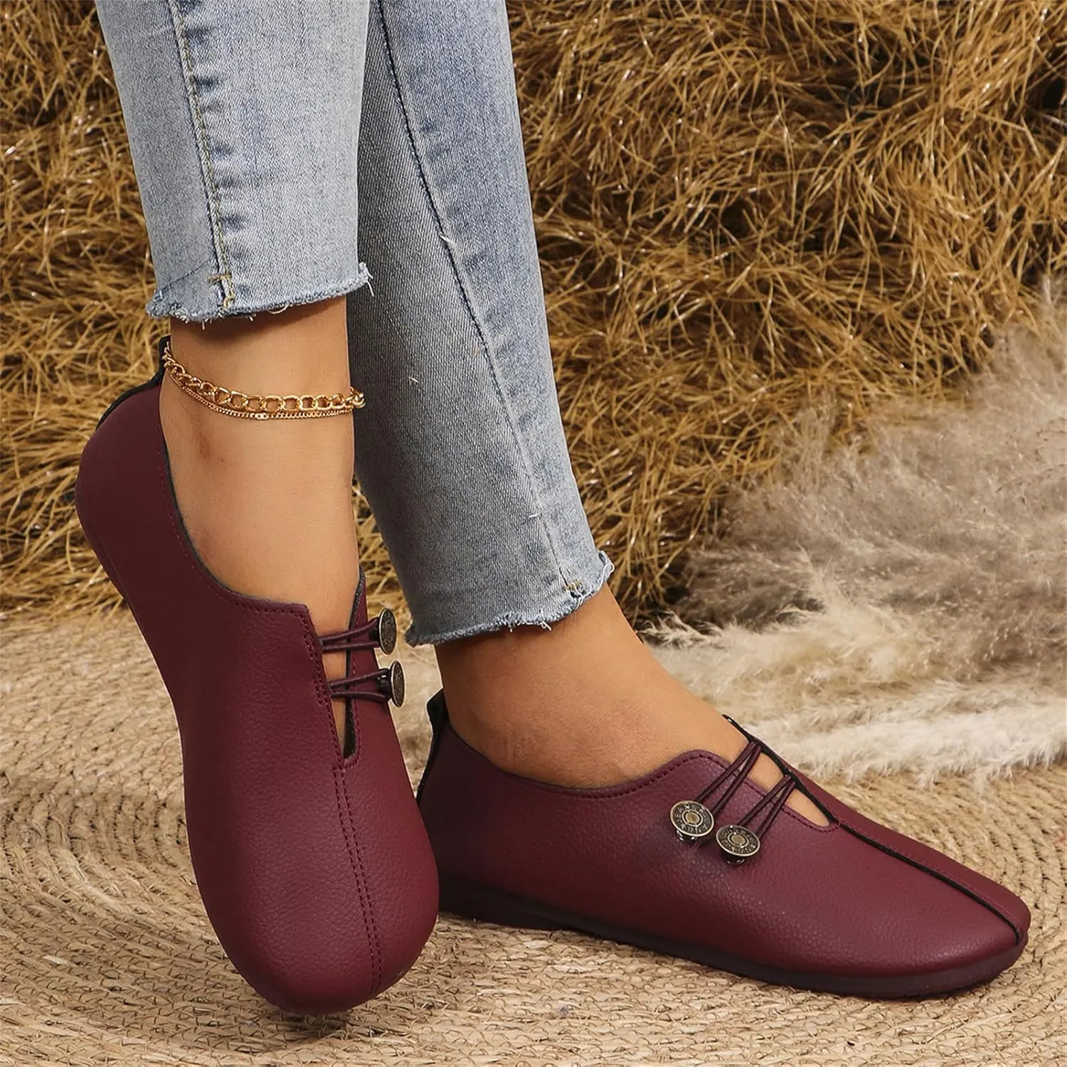 Flats Shoes for Women Round Toe Comfortable Ballet Flats Business Casual Work Slip On Dress Mary Jane Shoes Casual Dressy Walking Fashion Loafer Lightweight Breathable Outdoor Footwear