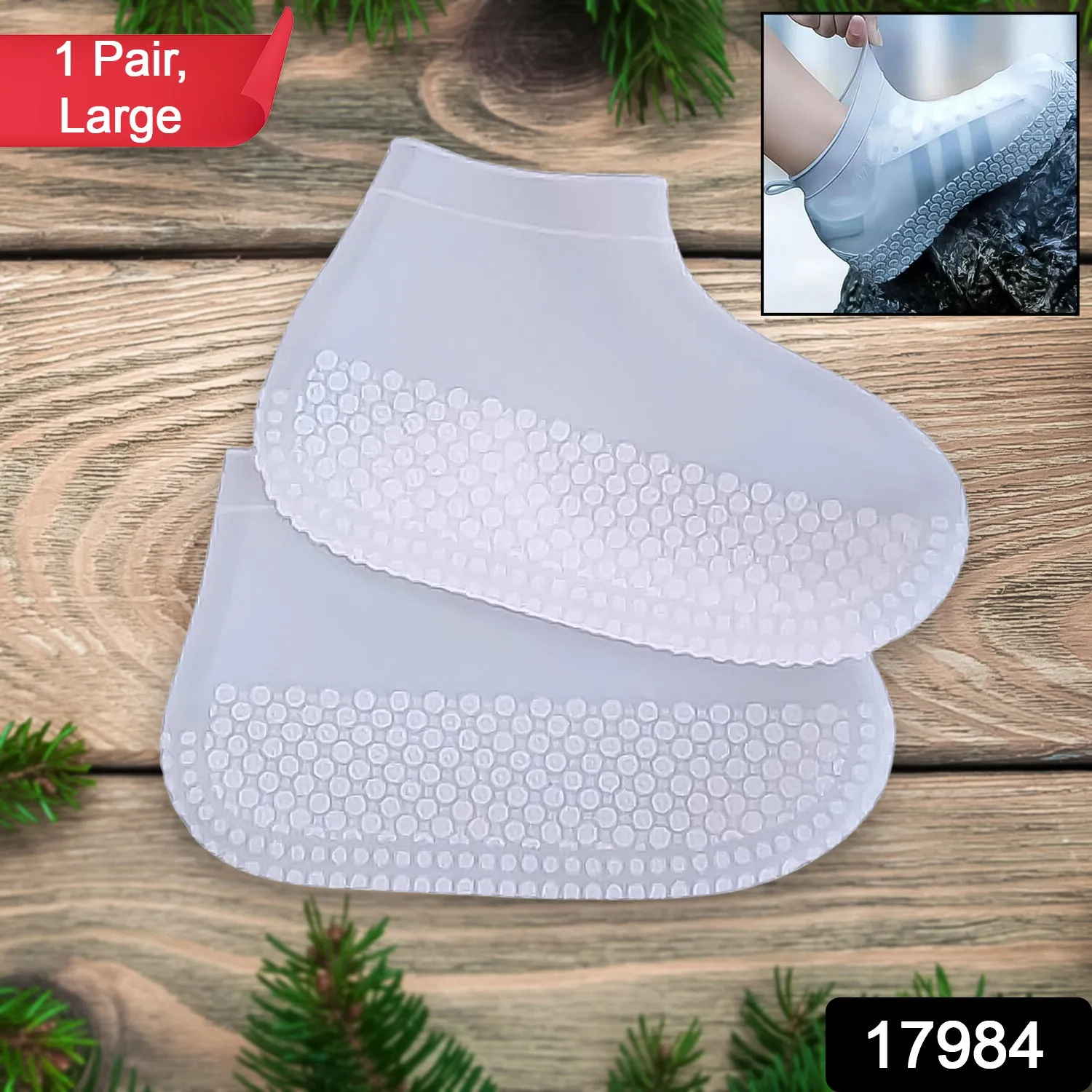 Foldable Anti-Skid Silicone Boot Covers (Large, Mix Color)