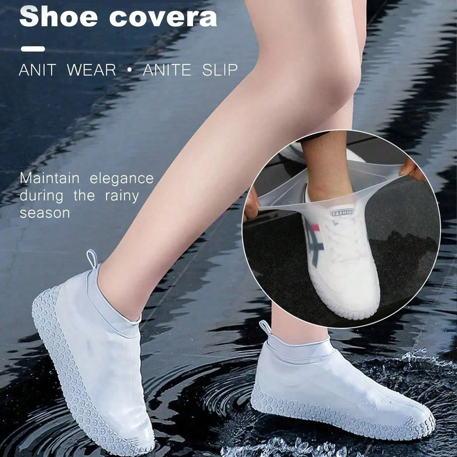 Foldable Anti-Skid Silicone Boot Covers (Large, Mix Color)