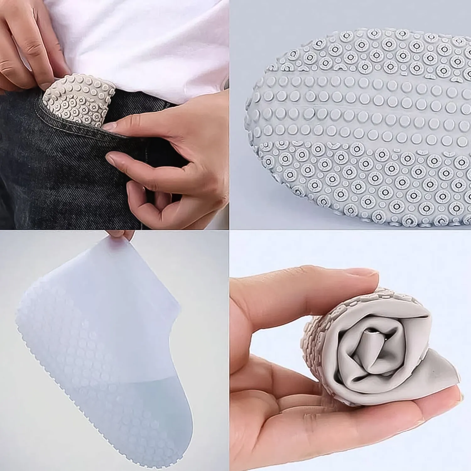 Foldable Anti-Skid Silicone Boot Covers (Large, Mix Color)