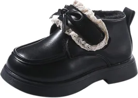 Girls Winter Little Ankle Boots Girl Bow Fashion Shoes Big Children Thickened Mary Jane Toddler Girl Shoe