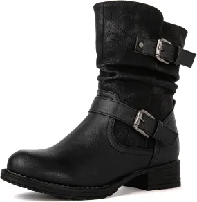 GLOBALWIN Women's Fur Booties Fashion Combat Ankle Boots For Women