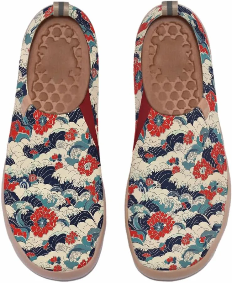Hetios Women's Travel Footwear Knit Mesh Artistic Slip On Shoes Lightweight Comfortable Casual Loafers