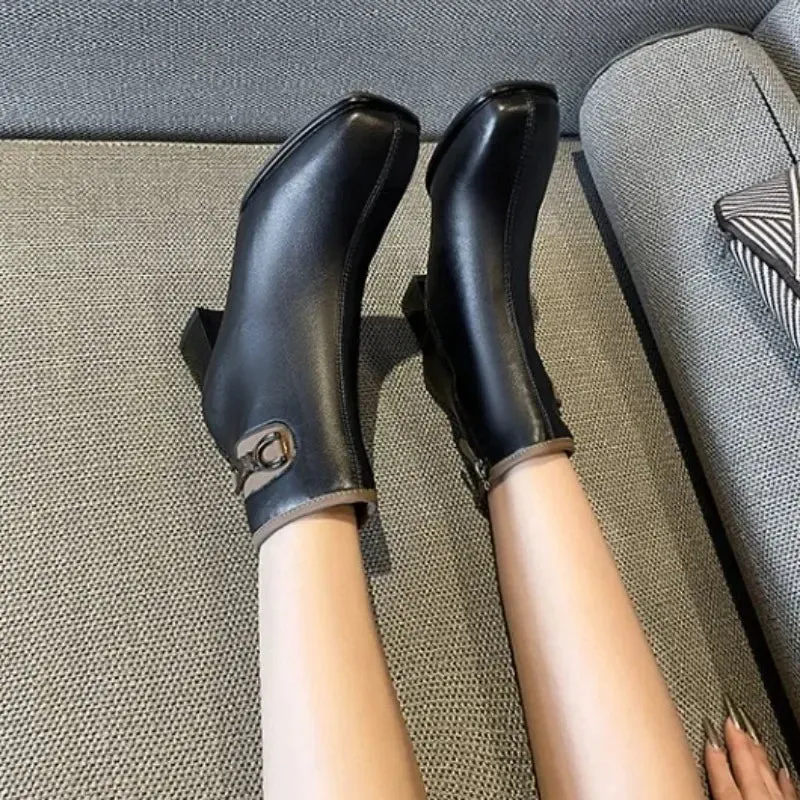 Joskaa Ankle Boots Women High Heeled Short Boots Women Platform Shoes Pointed ToeAnkle Botas Large 42 Thin HeelSide Zapatillas Mujer