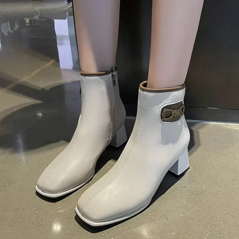 Joskaa Ankle Boots Women High Heeled Short Boots Women Platform Shoes Pointed ToeAnkle Botas Large 42 Thin HeelSide Zapatillas Mujer