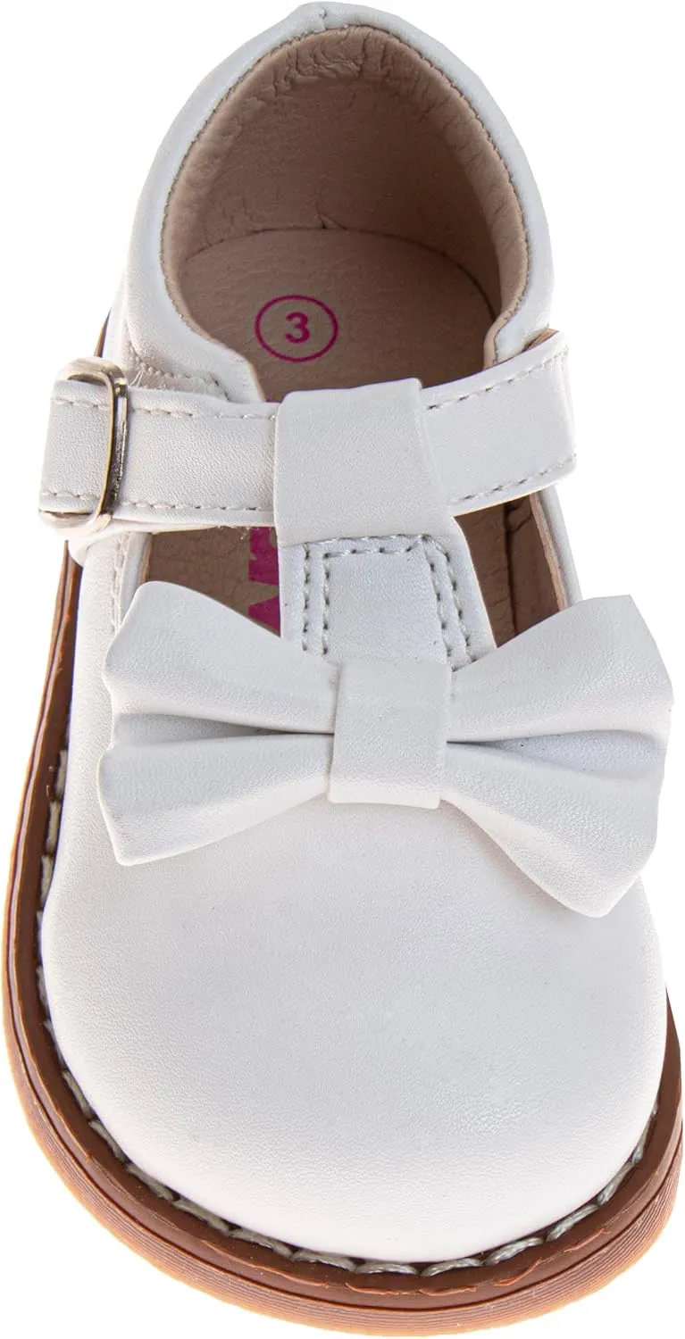 Josmo Baby Girl Mary Jane Bow Shoes Newborn Girl Wedding Dress Shoes for Girls (Size 3-8 Infant-Toddlers)