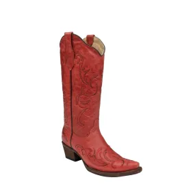 L5129 - Circle G red western cowgirl leather boots for women