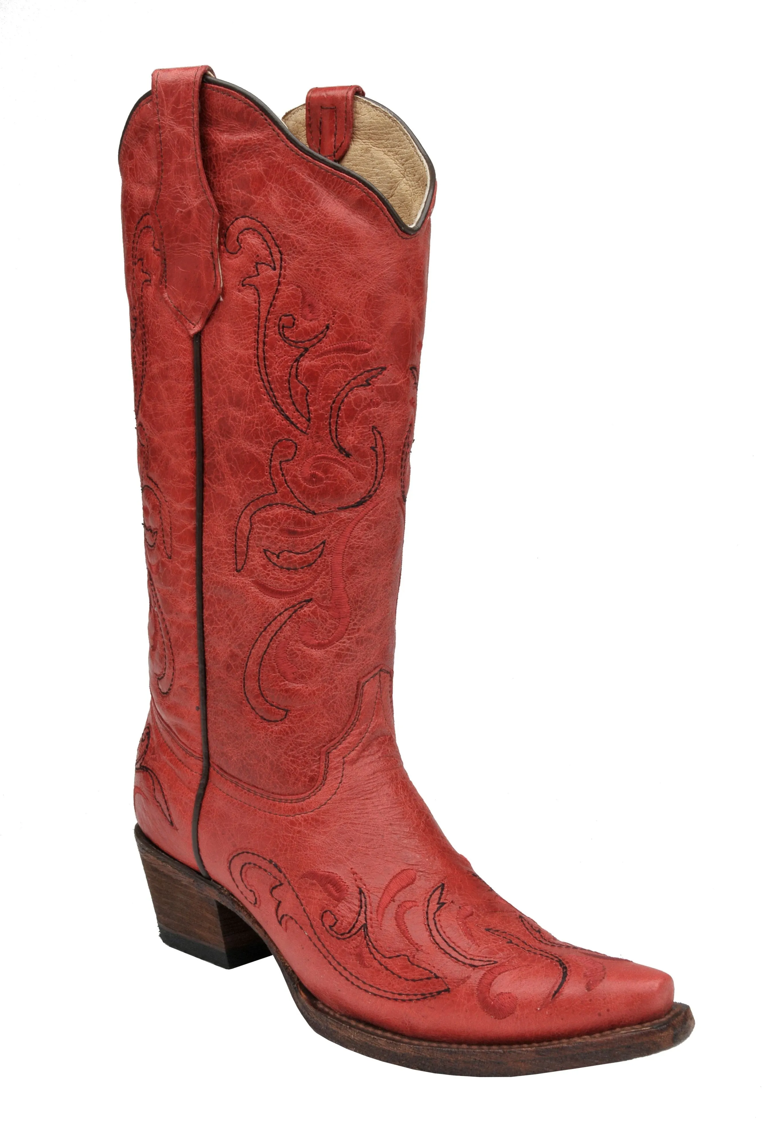 L5129 - Circle G red western cowgirl leather boots for women