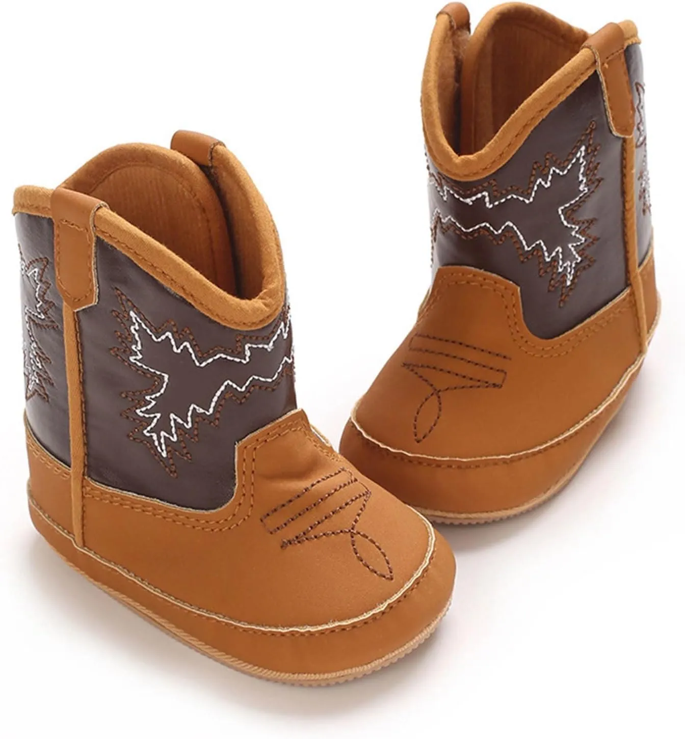 Leather Cowboy Booties Soft Sole Non Slip Shoes for Baby Infant Western Baby Girl Shoes Country Boots for Baby Boy
