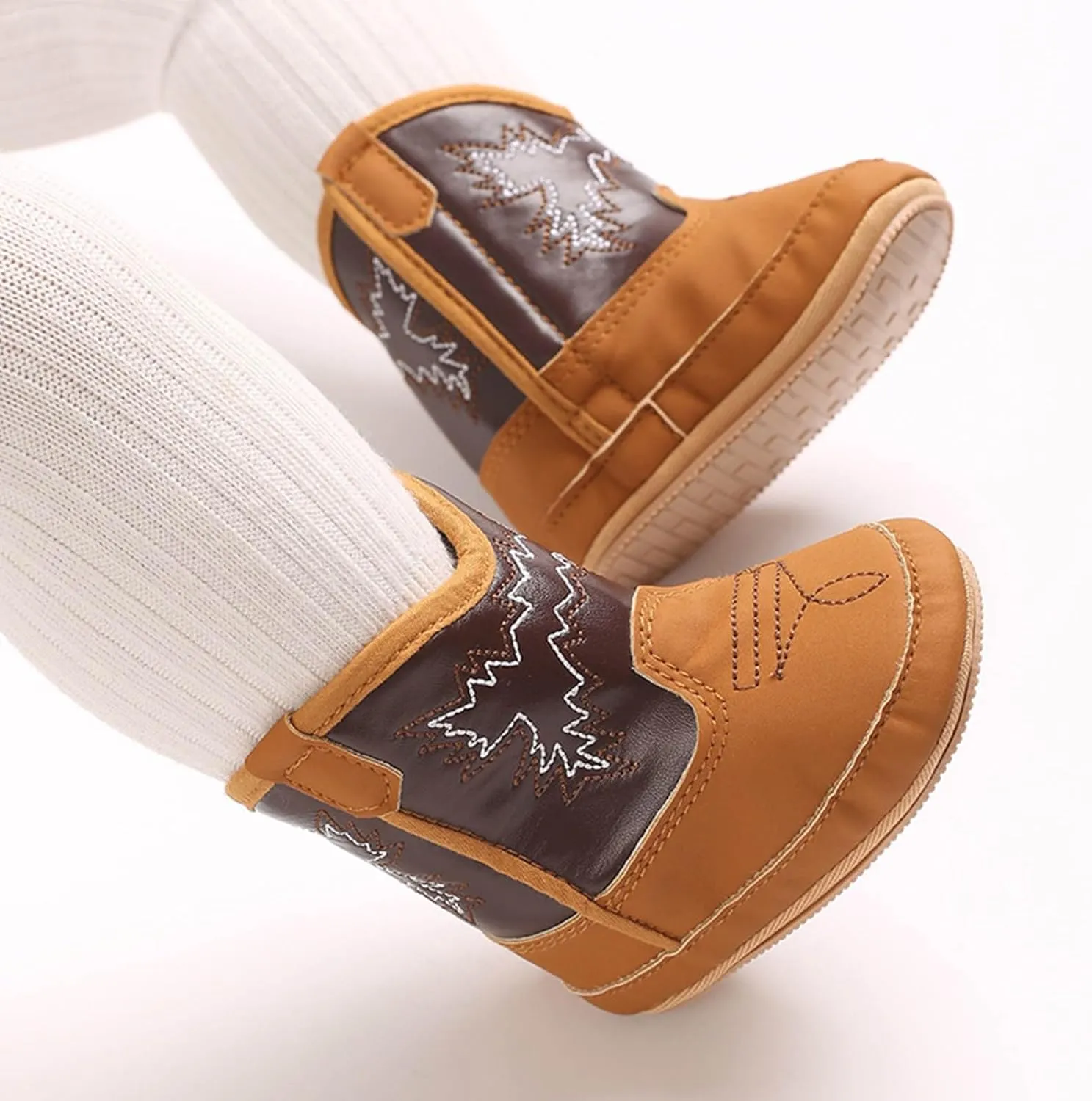 Leather Cowboy Booties Soft Sole Non Slip Shoes for Baby Infant Western Baby Girl Shoes Country Boots for Baby Boy