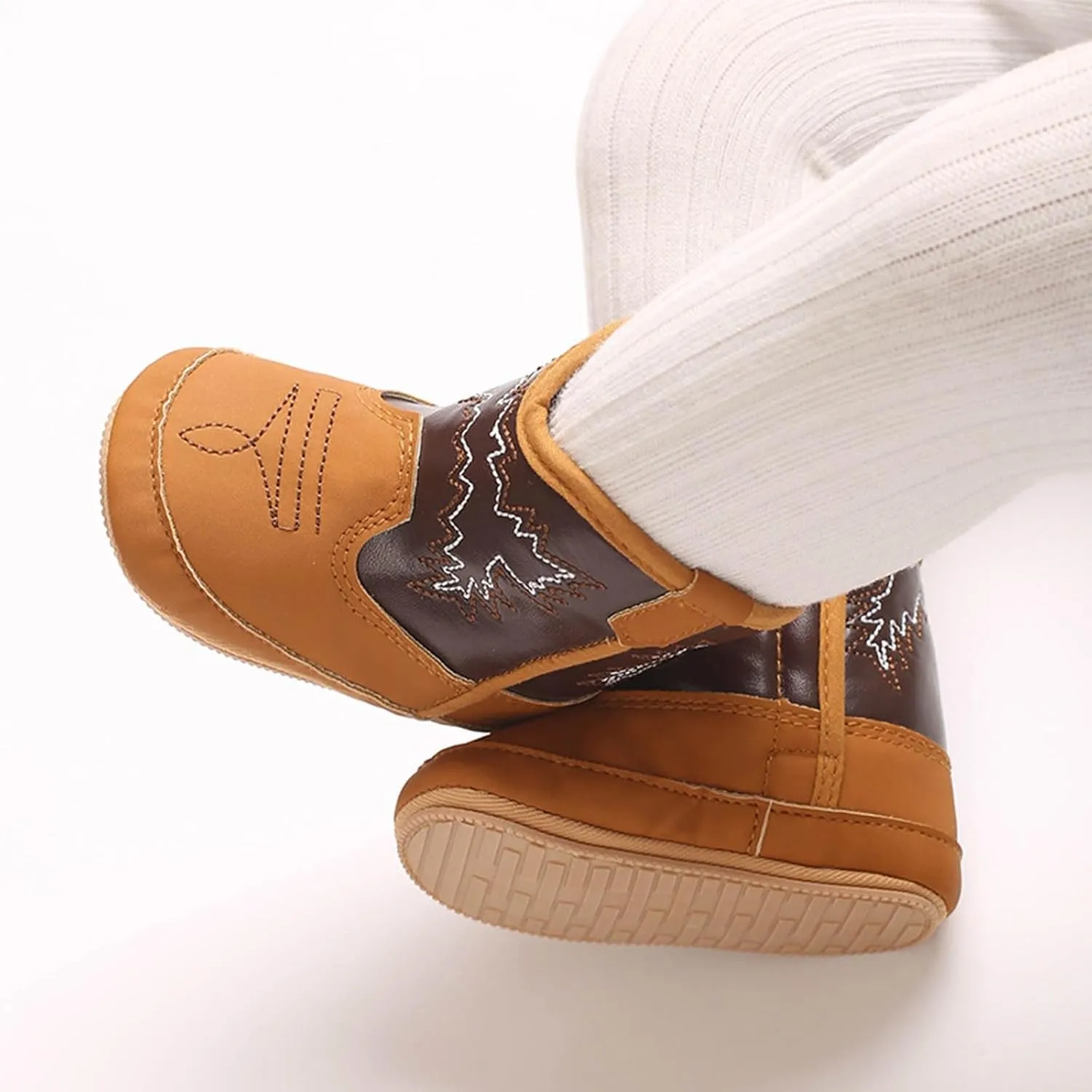 Leather Cowboy Booties Soft Sole Non Slip Shoes for Baby Infant Western Baby Girl Shoes Country Boots for Baby Boy
