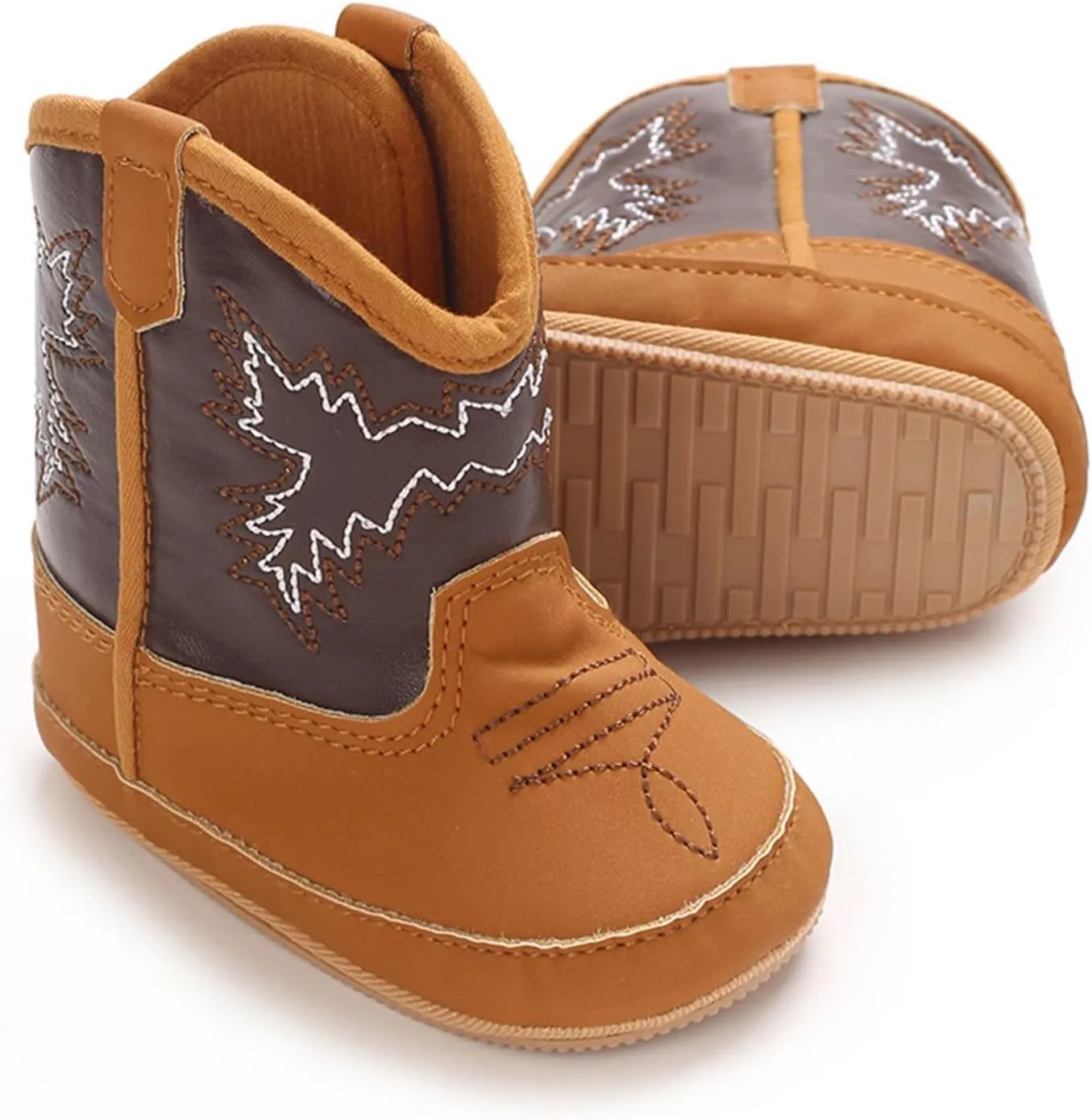 Leather Cowboy Booties Soft Sole Non Slip Shoes for Baby Infant Western Baby Girl Shoes Country Boots for Baby Boy