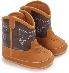 Leather Cowboy Booties Soft Sole Non Slip Shoes for Baby Infant Western Baby Girl Shoes Country Boots for Baby Boy