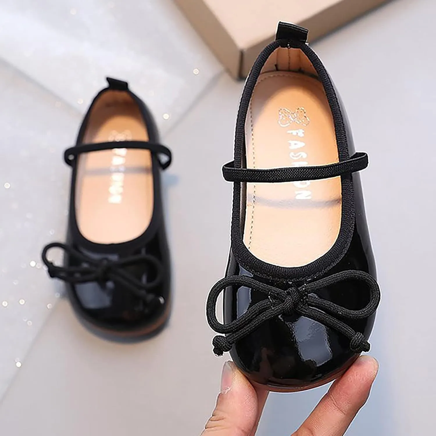 Little Girl Mary Jane Dress Shoes Toddler Girls School Shoes Soft Sole Non Slip Faux Leather Shoes Bowknot Flats
